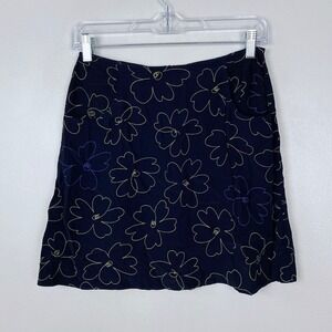 Express Floral Mini Skirt Womens Size 3/6 Black Yellow Purple 100% Rayon